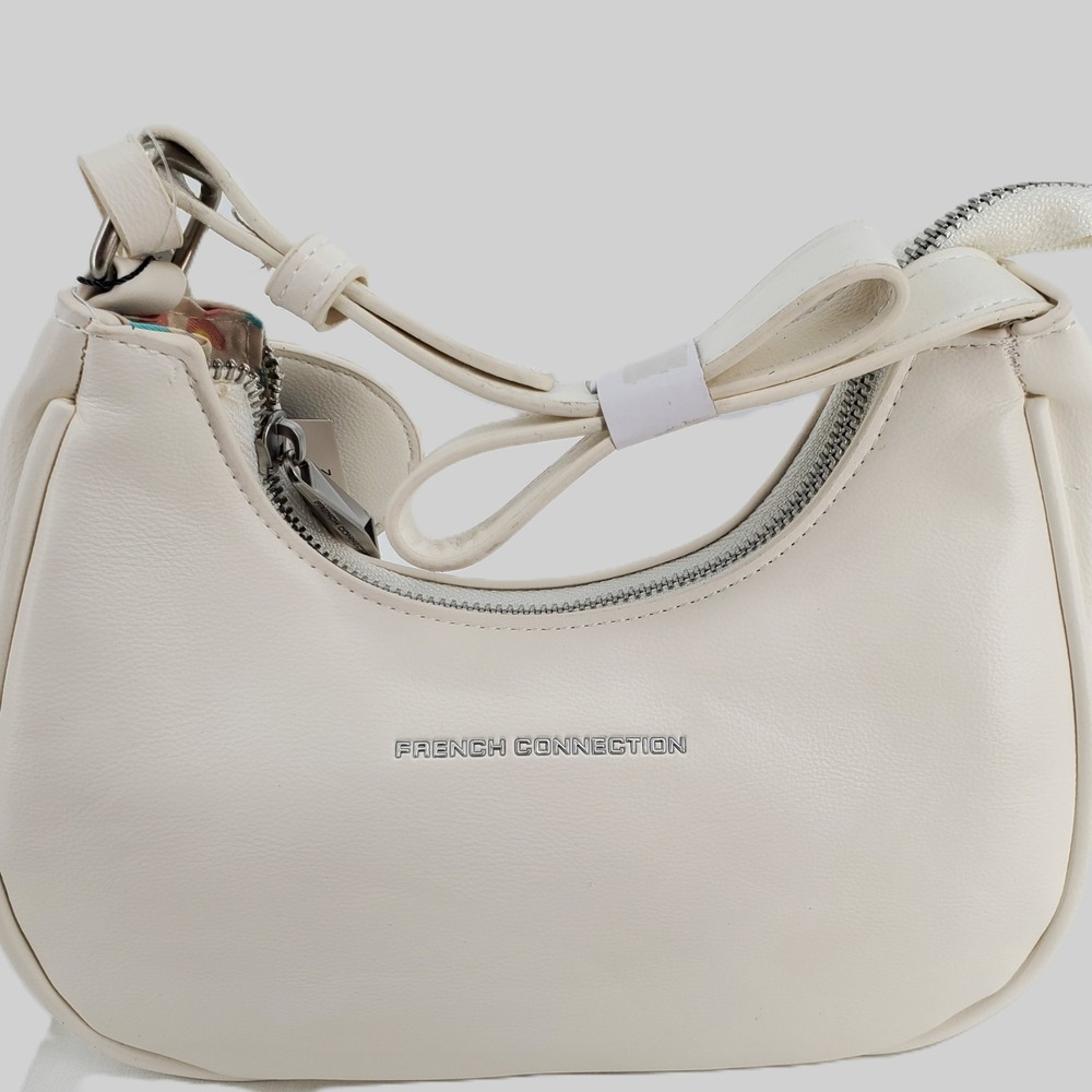 French Connection Sabrina Shoulder Bag Accessory Pouch White Faux Leather